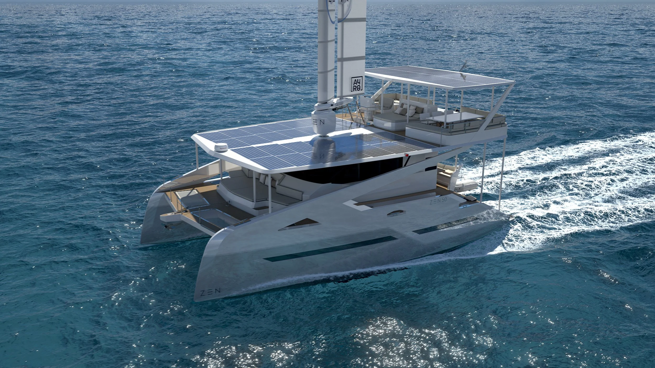 ZEN50 Solar & Wingsail Electric Catamaran — Zen Yachts